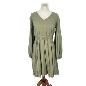 Down‎ East Long Sleeve Textured Green Midi Dress Size M Coastal Garden Girl